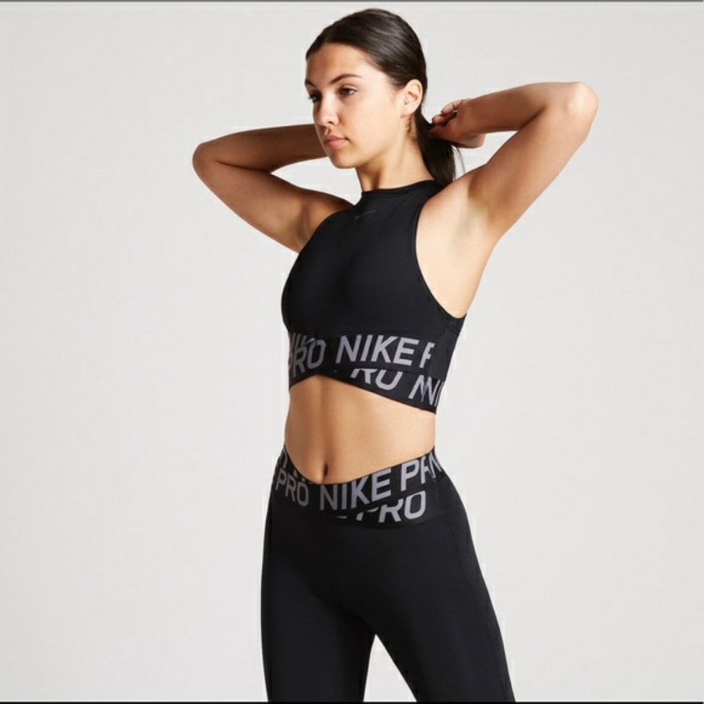 NIKE PRO INTERTWIST SPORTS BRA CROP TOP BLACK NEW - Picture 4 of 6